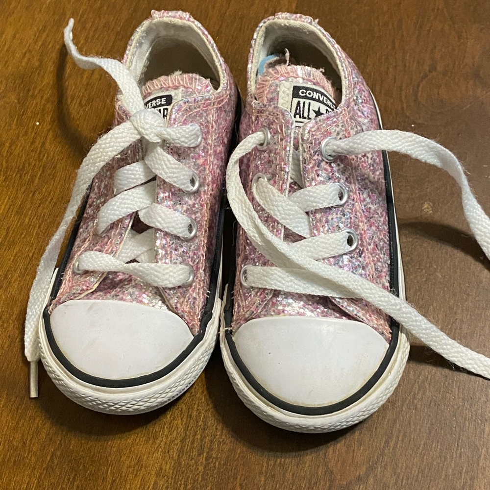 Pink Sparkly leather Converse